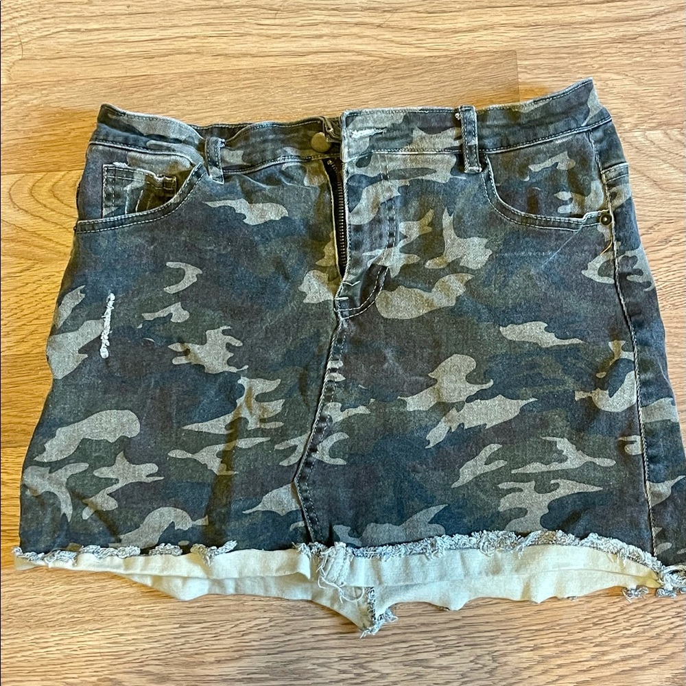 Camo jean skirt